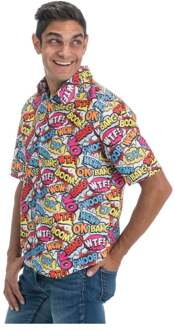 90's Blouse Cartoon gekleurde Tekstwolkjes Multikleur - Print