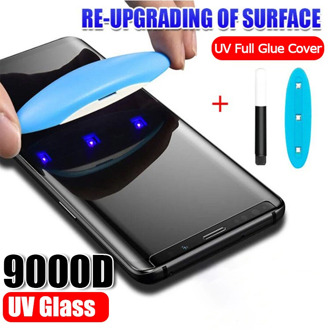 9000D Full Cover UV Tempered Glass For Samsung Galaxy S8 S9 S10 S20 Plus Note 20 Ultra S10E Note 8 9 10 Screen Protective Glass
