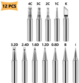 900M Koper Soldeerbout Tip Set Elektrische Soldeerbout Loodvrij Lassen Tips Hoofd Bga Solderen Gereedschap 3/10/12Pcs Tool Kits 12stk