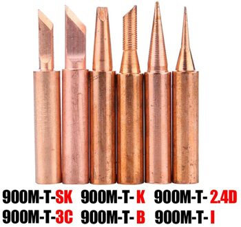 900M-T Serie Soldeerbout Tip Zuiver Koper Loodvrij Voor Lassen Rework Station Solderen Tips Reparatie Tool 6in1-koper tips