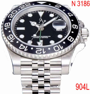 904L luxury Black Ceramic bezel GMT Mechanical Watches 1:1 Men sapphire glass Watch NOOB ETA 3186 AAA+ Top quality