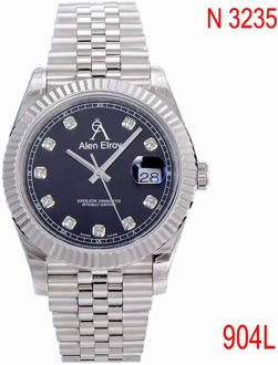 904L luxury Silver Date-just- Mechanical Watch 1:1 Men Diamonds numbers sapphire glass black dial watch NOOB ETA 3235 AAA+