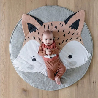 90CM Fox Design Baby Photography Mat Round Carpet Cotton Animal Playmat Newborn Infant Crawling blanket Kids Room Decor props
