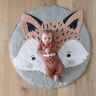 90CM Kids Play Game Mats Round Carpet Rugs Mat Cotton FOX Crawling Blanket Floor Carpet For Kids Room Decoration INS Baby Gifts