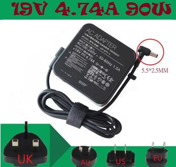 90W 19V 4.74A 5.5*2.5Mm Ac Laptop Power Adapter Oplader ADP-90YD B Voor Asus A52F A53E a53S A53U A55A A55VD D550CA D550M D550MAV nee power cord