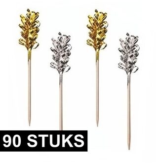 90x Decoratie prikkers goud zilver - Cocktailprikkers