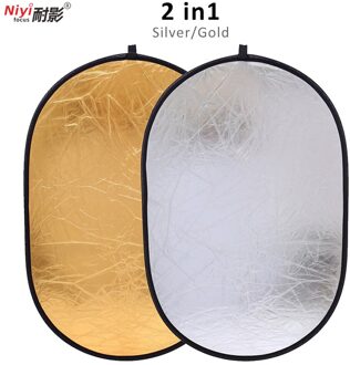 90x120cm Multi Opvouwbare Draagbare Disc Light Reflector voor ovale Fotografie 2in1 Goud en Zilver