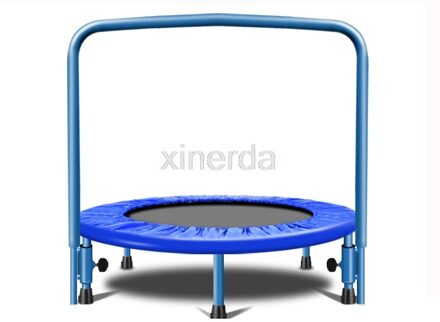 91Cm Trampoline Met Handvat Bar Voor Kinderen Kids Baby Fitness Indoor/Outdoor Trampoline Bungee Rebounder Springen Cardio Trainer blauw