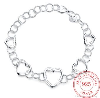 925 Stempel Mode Hart Manchet Kralen Charm Armband Voor Vrouwen 20Cm Voor Tienermeisjes Lady Vrouwen Fijne sieraden