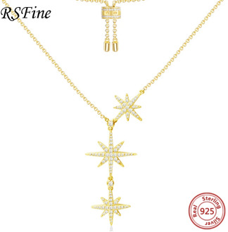 925 sterling silver 3 star Necklace octagonal star Pendant for Women jewelry Fashion wedding gift free shipping