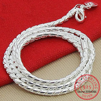 925 Sterling Silver 3mm Snake Chain Necklace Woman Man Fashion Simple 20 Inches Chain Jewelry Colar de Prata