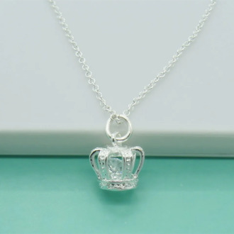 925 Sterling Silver AAA Zircon Crown Pendant Necklace For Woman Fashion Wedding Engagement Party Jewelry