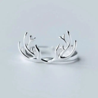 925 Sterling Silver Animal Deer Antlers Rings For Women Christmas Gift Deer Ring Open Sterling Silver Jewelry VRS2007