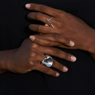 925 Sterling Silver Bowl Shaped Ring European and American Ins Cold Talk Style Fashion Cool Non-Mainstream Open Ring Female