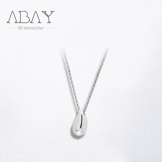 925 Sterling Silver Chain Water Drop / Bean Decoration Clavicle Chain Women's French Simple Necklace Jewelry Add Charm