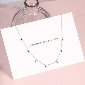 925 Sterling Silver Choker Necklace For Women Japanese Style Girls Black Bead Short Clavicle Charm Necklaces Fine S925 Jewelry