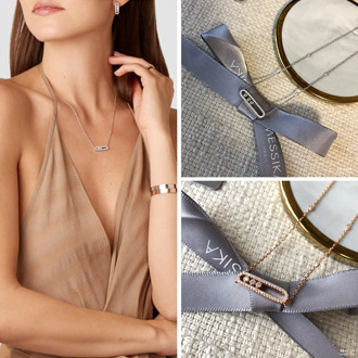 925 Sterling Silver messika Necklace French three diamond move series Rose Gold Plated Original brand Fine jewelry For women