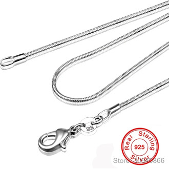 925 sterling silver necklace women, silver fashion jewelry Snake Chain 1mm Necklace 16 18 20 22 24"