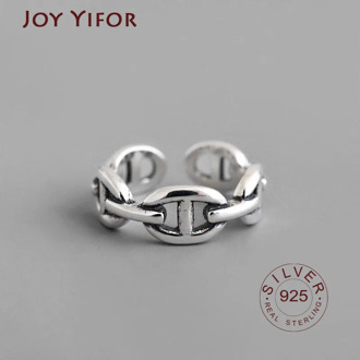 925 Sterling Silver Open Ring for Women men Lady Punk INS cold wind net red fashion personality simple geometric Jewelry Anillos