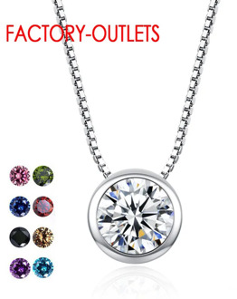 925 Sterling Silver Pendant Necklace For Decoration 9 Colours Fashion Jewelry CZ Crystal Women Girls Party Engagement