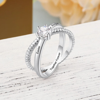 925 Sterling Silver Personalized Engraved Rings Custom Meaningful Name Rings for Women with CZ Stone Fashion Jewelry