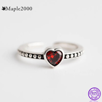 925 sterling silver ring crystal heart ring for women exquisite jewelry adjustable open ring for girlfriend gift fashion jewelry