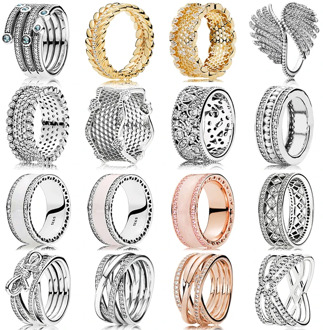 925 Sterling Silver Ring Lace Of Love Rings With Crystal For Women Wedding Party Gift Fashion Jewelry