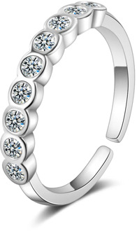 925 Sterling Silver Round Cut Engagement Rings Sparkling Zirconia Wedding Jewelry Luxury Pave Single Row Ring For Women