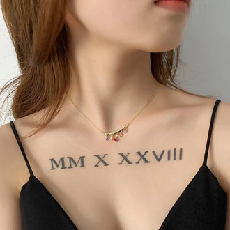 925 Sterling Silver Simple Color zircon Pendant Short Tassel Clavicle Chain Necklace Women Fashion Party Jewelry Accessories