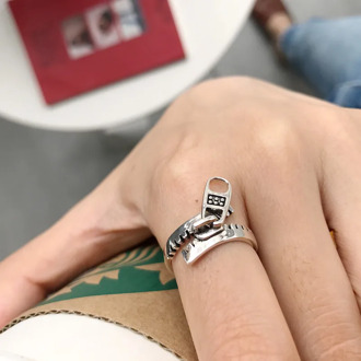 925 Sterling Silver Zipper Rings Vintage Do Old Creative Elegant Fashionable Rings for Women 925 Silver Jewelry
