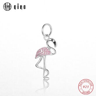 925 Sterling Zilver Flamingo Charms Hanger Voor Ketting Armband Maken Diy Vrouwen Meisje Verjaardag Huwelijksgeschenken 1Pcs