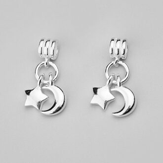 925 Sterling Zilver Romantische Moon & Star Charms Eenvoudig Ketting Zilveren Hangers Diy Sieraden Componenten Vrouwen