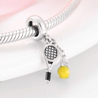 925 Sterling Zilver Tennis Racket Charms Voor Sieraden Maken Past Originele Vrouwen Armband Ketting PD0110