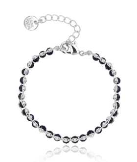 925 Sterling Zilveren Armband met Gerhodineerd Zwart Kristal - Lailai - One Size