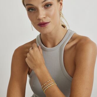 925 Sterling zilveren armband met multicolour zirkonia afgewerkt in 18K geel goud - Tahu Veelkleurig - One Size