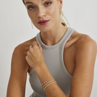 925 Sterling zilveren armband met multicolour zirkonia afgewerkt in 18K geel goud - Tahu Veelkleurig - One Size