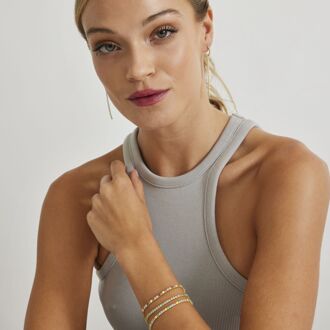 925 Sterling zilveren armband met multicolour zirkonia afgewerkt in 18K geel goud - Tahu Veelkleurig - One Size