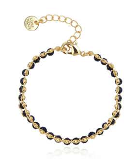 925 Sterling Zilveren Armband met Zwart Kristal in 18K Geel Goud - Lailai