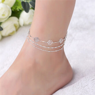 925 Sterling Zilveren Enkelbandje Armband Voor Vrouwen Bloem Enkelbandjes Zomer Strand Enkelbanden Reizen Souvenir Voet Sieraden 1B150