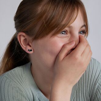 925 Sterling zilveren gerhodineerde oorbellen - Trompik Zwart