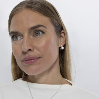 925 Sterling zilveren oorbellen met gerhodineerde witte parel - Naral