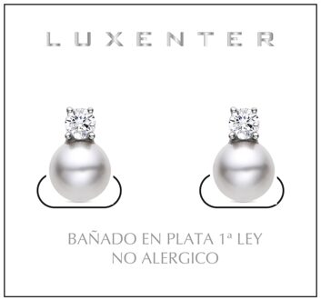 925 Sterling zilveren oorbellen met witte gerhodineerde parel - Sikon - One Size