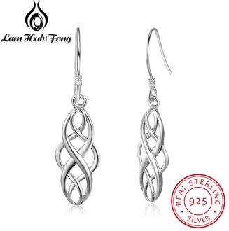 925 Sterling Zilveren Oorbellen Voor Vrouwen Gevlochten Vorm 21 Mm Dangle Oorbellen Eenvoudige Sieraden Anniversary (Lam Hub fong)