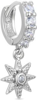 925 Sterling Zilveren Piercing met Rhodium Plated Briljant Zirkonia - Kaiwise Wit