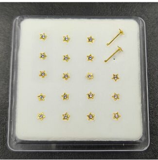 925 Sterling Zilveren Ster Neus Stud Crystal Neus Piercing Body Jewelry 20 Stks/pak goud