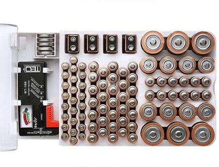 93 Grids Batterij Capaciteit Tester Opbergdoos Transparante Maatbeker Organizer Case Accessoires Voor Aaa Aa 9V C D Batterijen