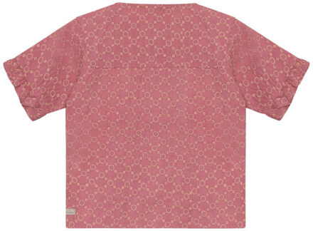 930420 shirt ruffle broderie - maat 116 Paars