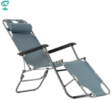 95636 Barneo PFC-12 Gray Folding Reclining Garden Deck Chair Sturdy Tubular Steel Frame Hard-Wearing Textoline Fabric Adjustable
