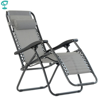 95638 Barneo PFC-14 Gray Folding Reclining Garden Deck Chair Sturdy Tubular Steel Frame HardWearing Textoline Fabric Adjustable