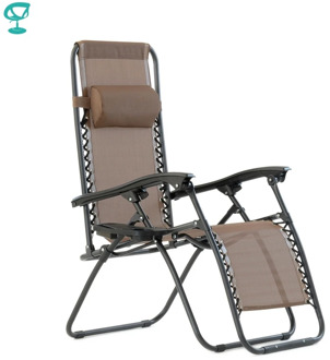 95642 Barneo PFC-16 Brown Folding Reclining Garden Deck Chair Sturdy Tubular Steel Frame HardWearing Textoline Fabric Adjustable